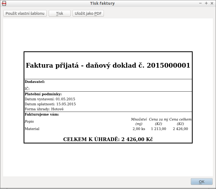 Tisk faktury